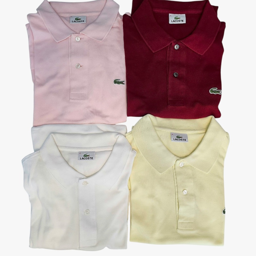 Bundle of 4 Lacoste Men’s Polo - Light Pink, Burgundy, White, Pale Yellow Sz 6